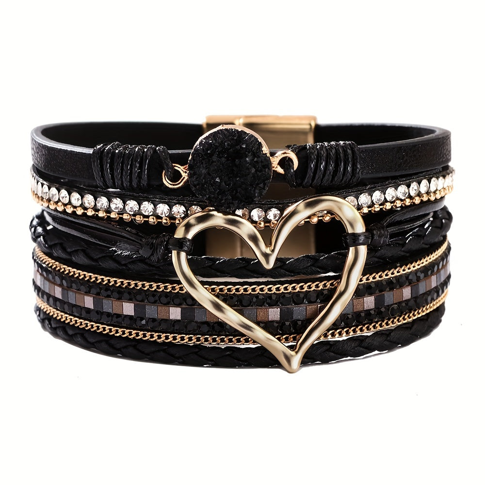 Boho wikkelarmband in leerlook