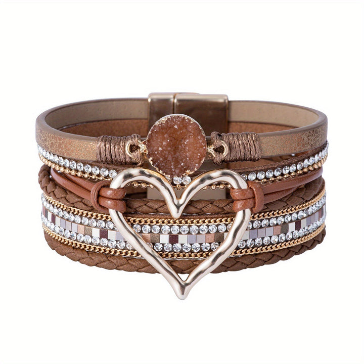 Boho wikkelarmband in leerlook