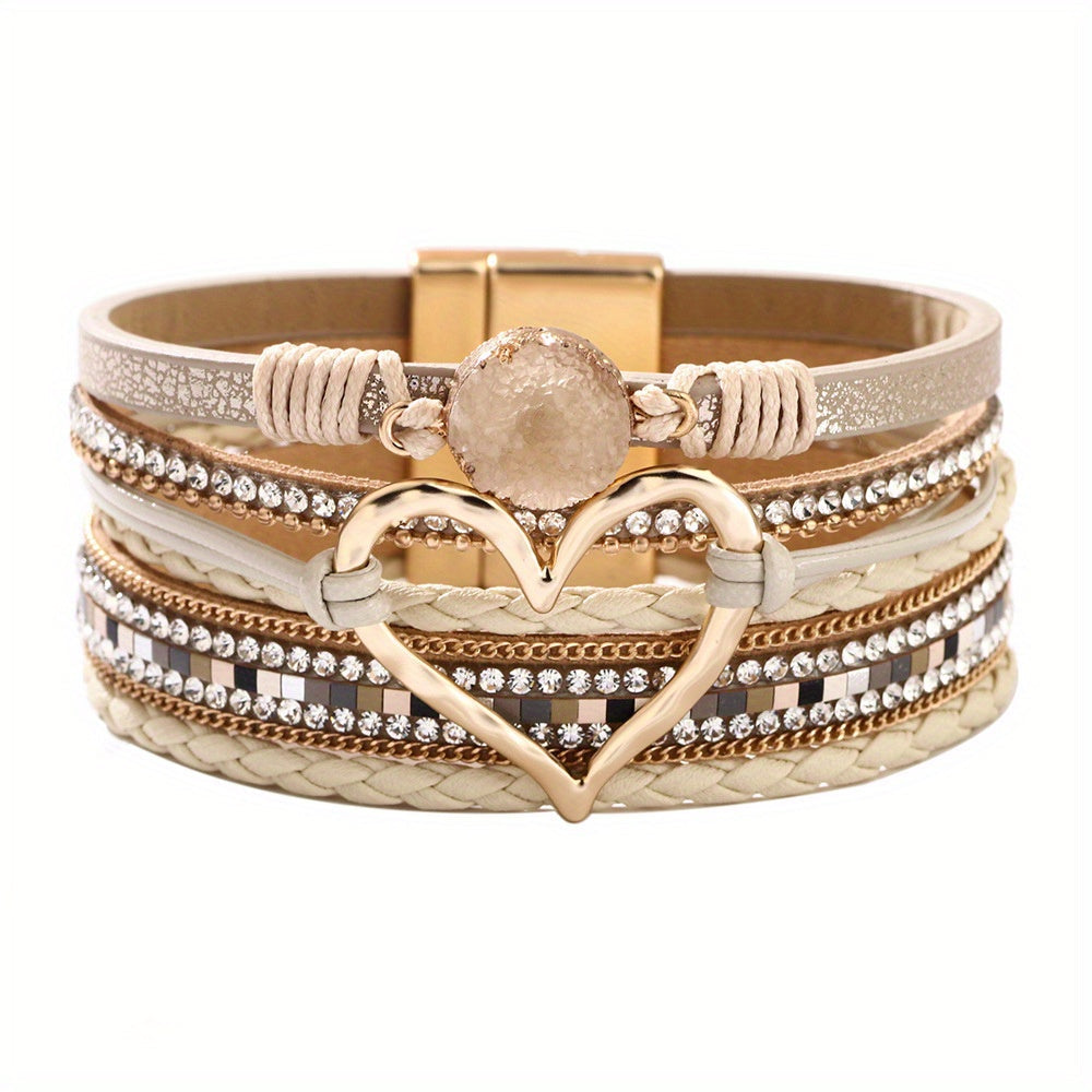 Boho wikkelarmband in leerlook
