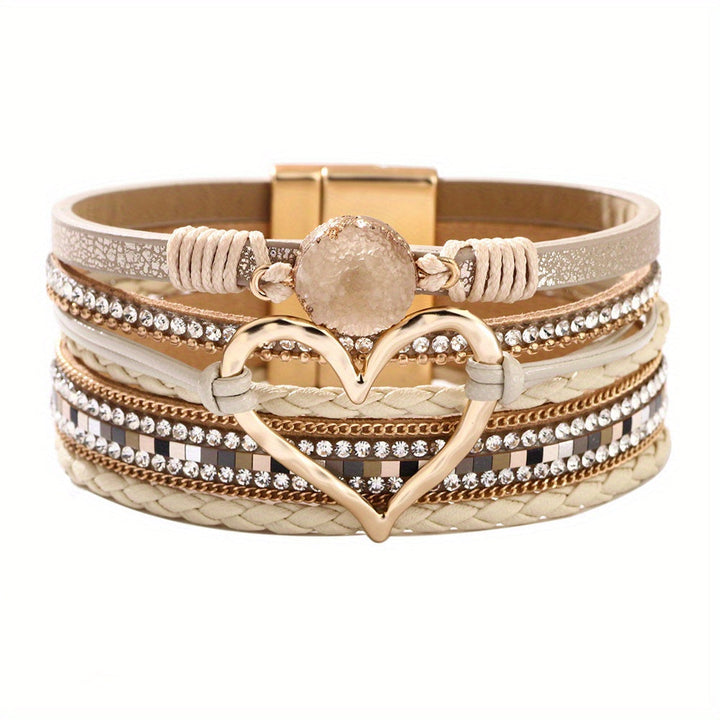 Boho wikkelarmband in leerlook