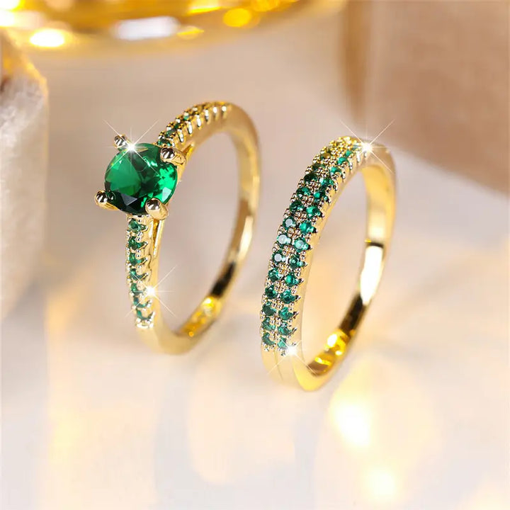 Duo Ringenset met Smaragd