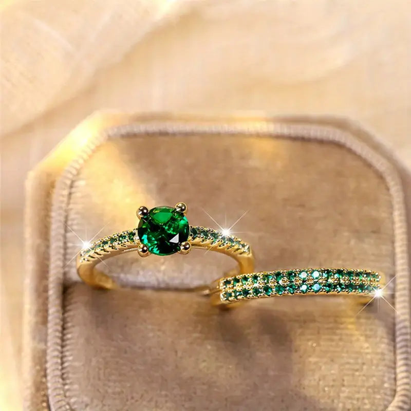 Duo Ringenset met Smaragd