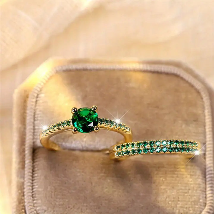 Duo Ringenset met Smaragd