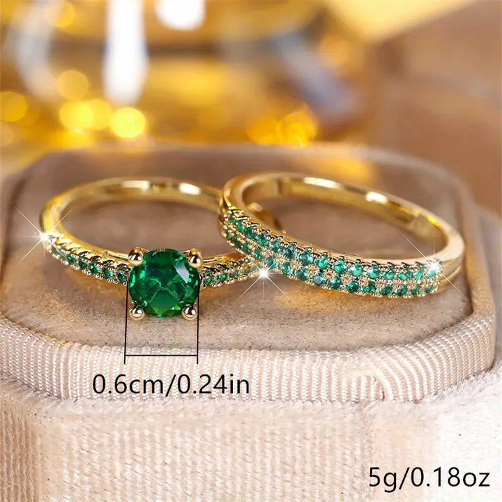 Duo Ringenset met Smaragd