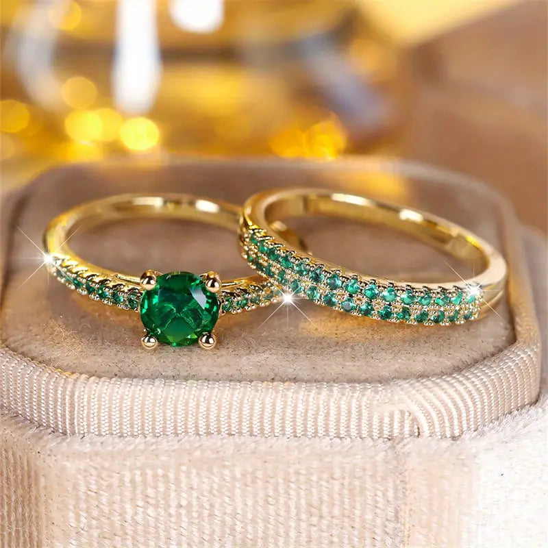Duo Ringenset met Smaragd