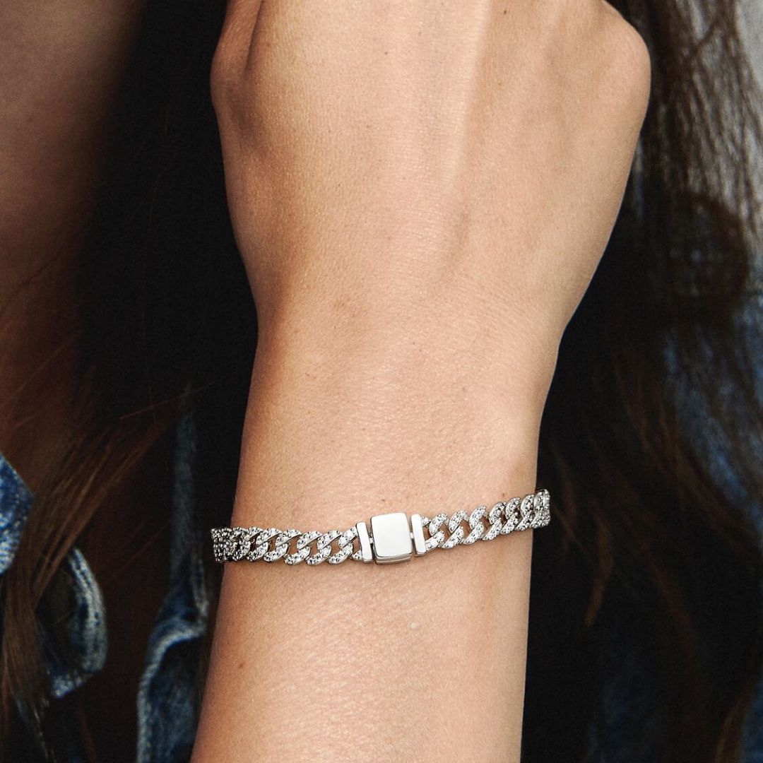 Cubaanse schakelarmband met briljante steentjes