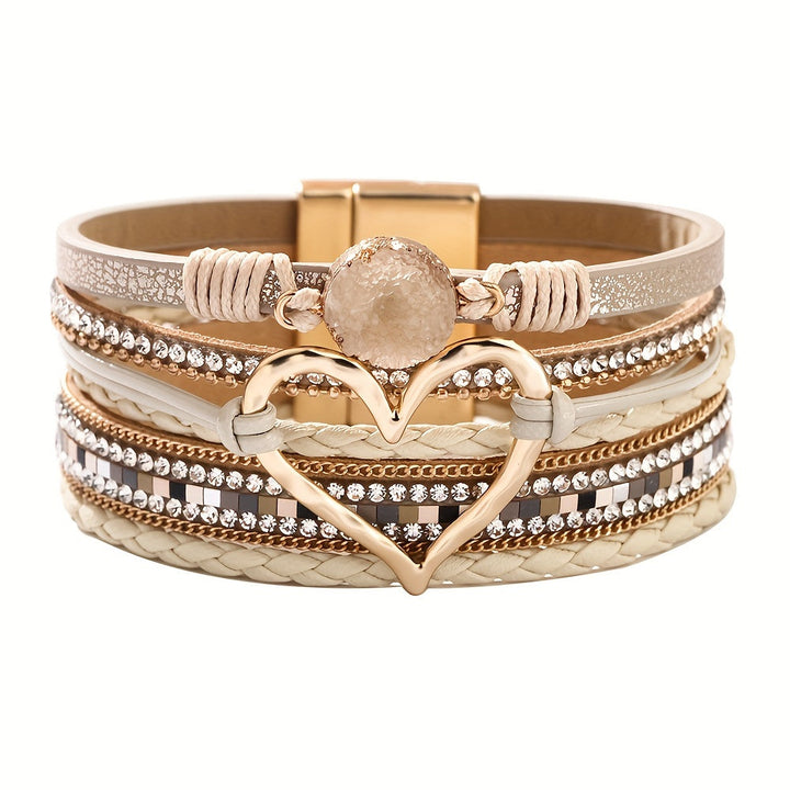 Boho wikkelarmband in leerlook