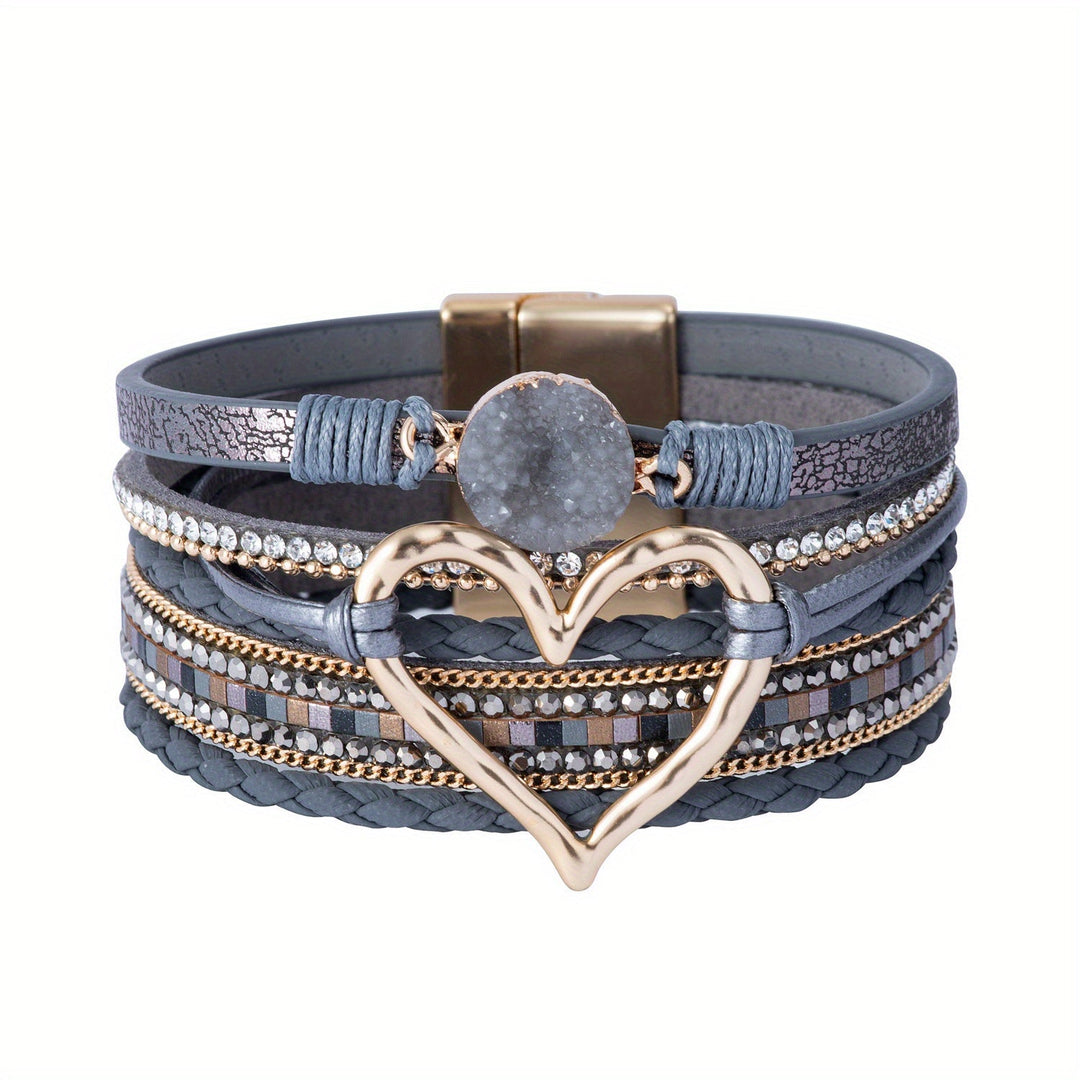 Boho wikkelarmband in leerlook