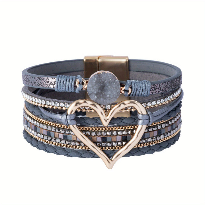 Boho wikkelarmband in leerlook