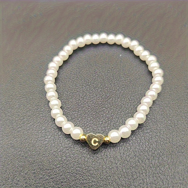 Chique armband met initiaal in hart (A-Z)