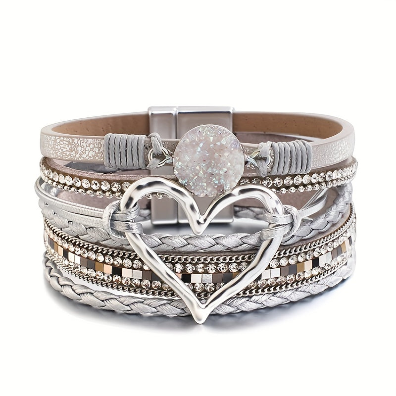 Boho wikkelarmband in leerlook