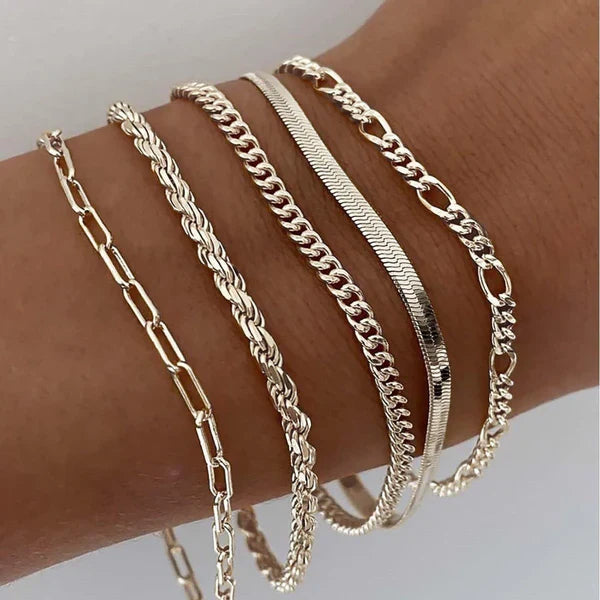 Goudkleurige armbandenset van 5 stuks