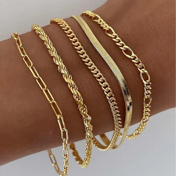 Goudkleurige armbandenset van 5 stuks