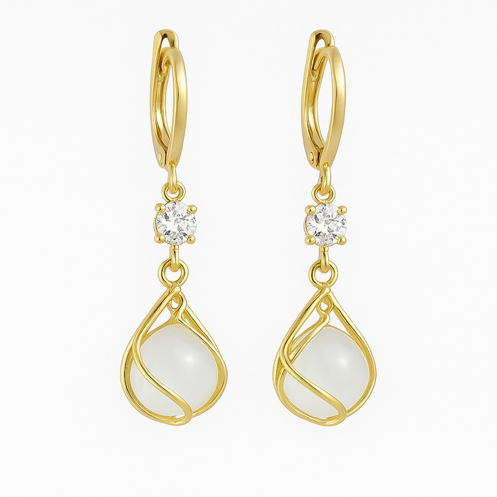 Hangende Oorbellen met Witte Opal