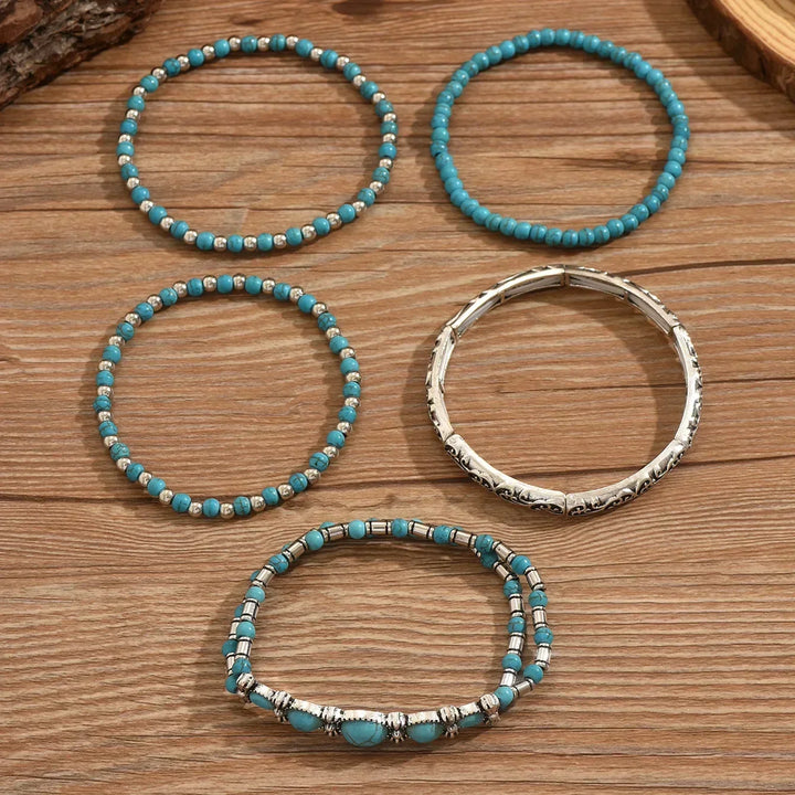 Armbandenset met turquoise kralen