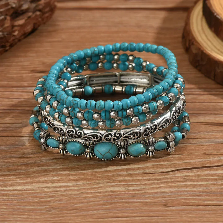 Armbandenset met turquoise kralen