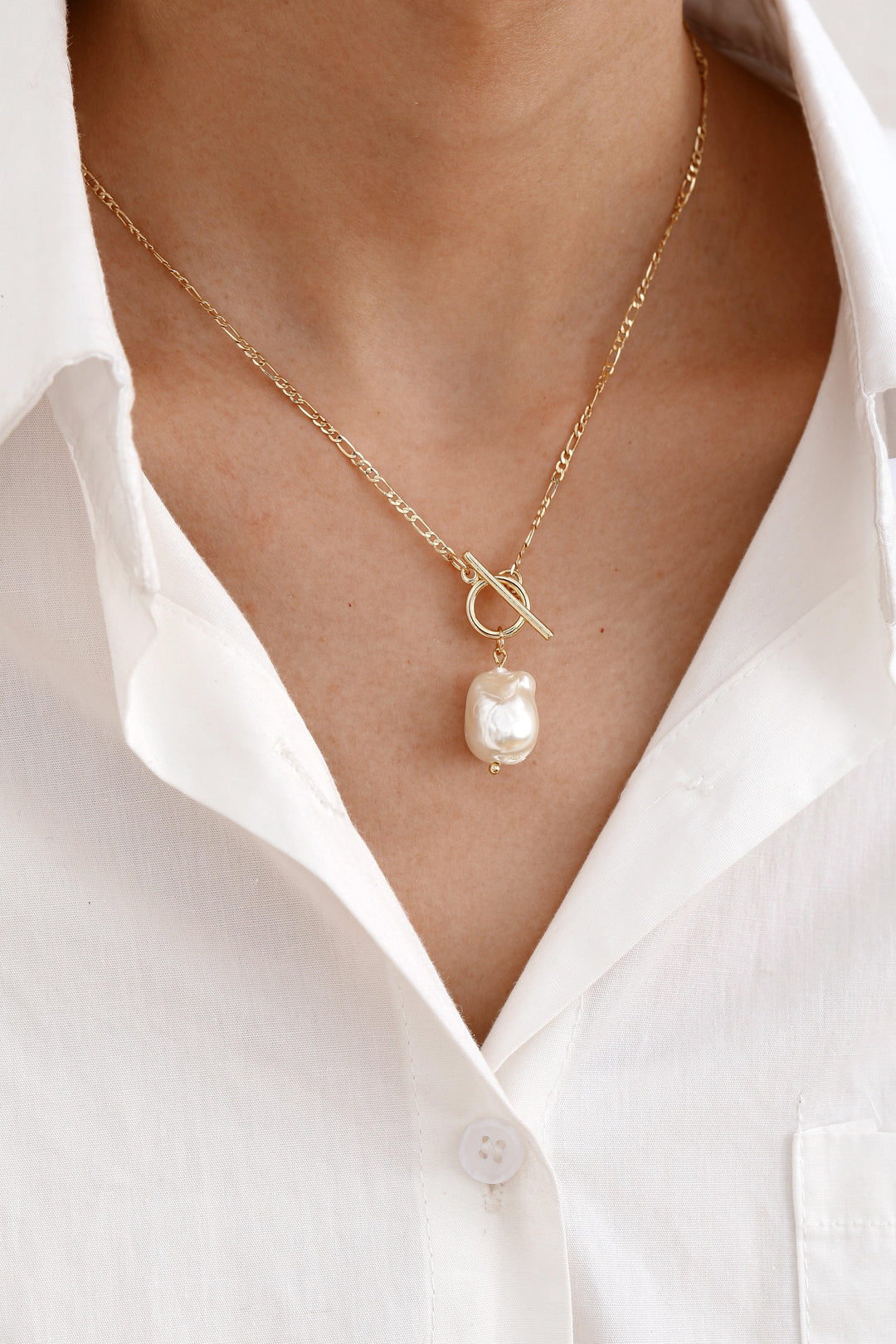 Elegante Ketting met Goudkleurige Parels