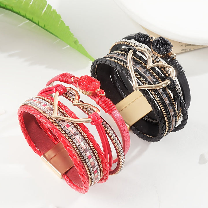 Boho wikkelarmband in leerlook