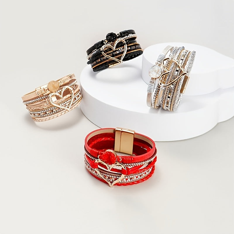 Boho wikkelarmband in leerlook