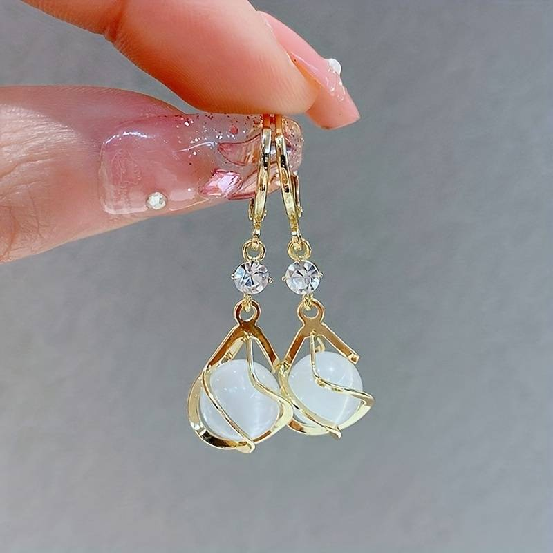 Hangende Oorbellen met Witte Opal