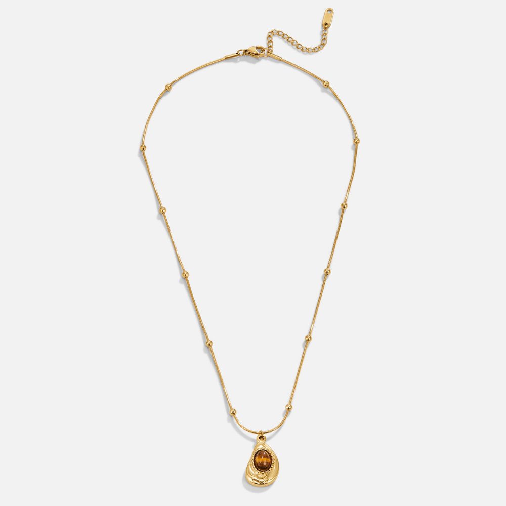 Elegante goudkleurige ketting met tijgeroog-steen