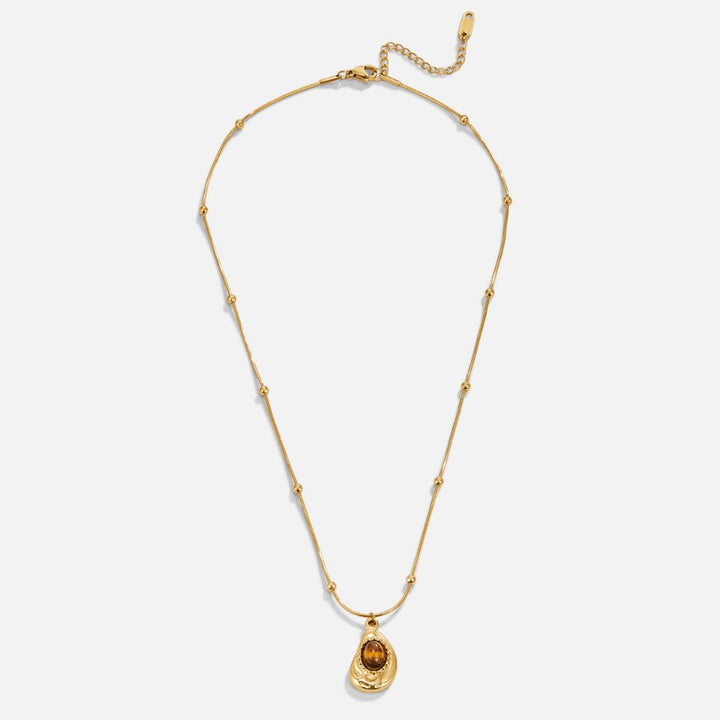 Elegante goudkleurige ketting met tijgeroog-steen